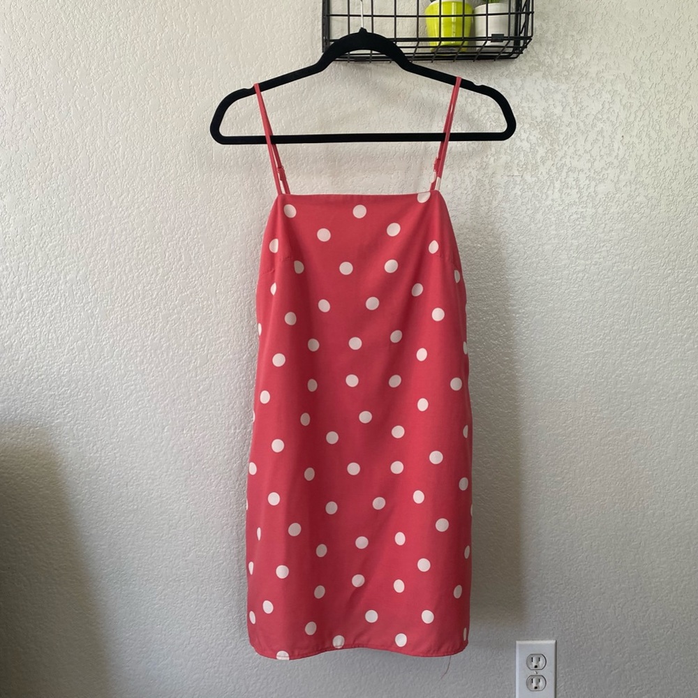 Pink polka dot mini dress